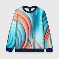 Свитшот детский Кораллово-голубая абстрактная волна, цвет: 3D-синий