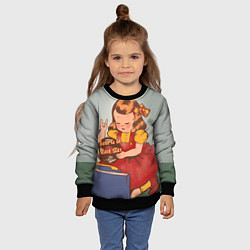 Свитшот детский Девочка с виниловой пластинкой - рождена быть звез, цвет: 3D-черный — фото 2