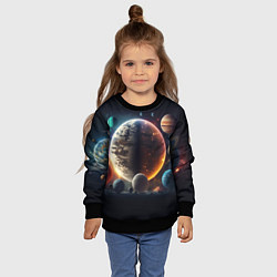 Свитшот детский Ппланеты и космос от нейросети, цвет: 3D-черный — фото 2