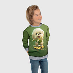 Свитшот детский Просто белый милаха, цвет: 3D-меланж — фото 2