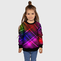 Свитшот детский Неоновая решетка, цвет: 3D-черный — фото 2