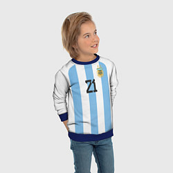 Свитшот детский Дибала форма сборной Аргентины домашняя, цвет: 3D-синий — фото 2