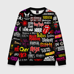 Детский свитшот Логотипы рок групп цветные
