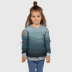 Свитшот детский Бирюзовые волны, цвет: 3D-меланж — фото 2