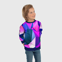 Свитшот детский Neon blue polygons, цвет: 3D-синий — фото 2