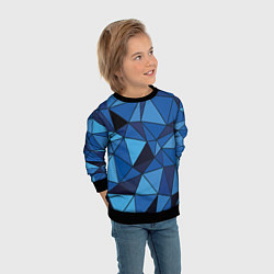 Свитшот детский Синие треугольники, абстракт, цвет: 3D-черный — фото 2