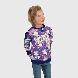 Свитшот детский Японские девушки в стиле анимэ, цвет: 3D-синий — фото 2