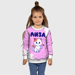 Свитшот детский Лиза кошечка с сердечком, цвет: 3D-белый — фото 2