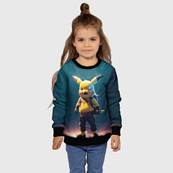 Свитшот детский Пикачу в стиле стимпанка нейросети, цвет: 3D-черный — фото 2
