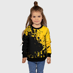 Свитшот детский Пятна черной краски на желтом фоне, цвет: 3D-черный — фото 2