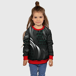 Свитшот детский Объемные бирюзовые плиты и черные линии, цвет: 3D-красный — фото 2