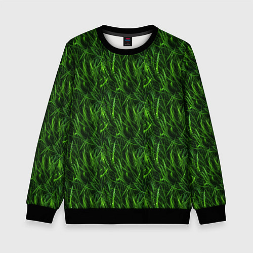 Детский свитшот Сочный узор из зеленой травки / 3D-Черный – фото 1