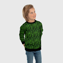 Свитшот детский Сочный узор из зеленой травки, цвет: 3D-черный — фото 2