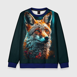 Свитшот детский Лисица фотореализм, цвет: 3D-синий