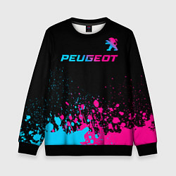 Свитшот детский Peugeot - neon gradient: символ сверху, цвет: 3D-черный