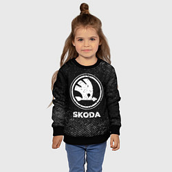 Свитшот детский Skoda с потертостями на темном фоне, цвет: 3D-черный — фото 2