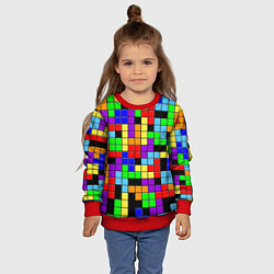 Свитшот детский Тетрис цветные блоки, цвет: 3D-красный — фото 2