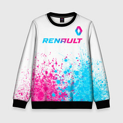 Свитшот детский Renault neon gradient style: символ сверху, цвет: 3D-черный