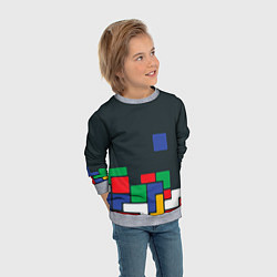 Свитшот детский Падающий блок тетрис, цвет: 3D-меланж — фото 2