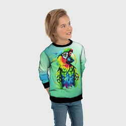 Свитшот детский Разноцветный попугай, цвет: 3D-черный — фото 2