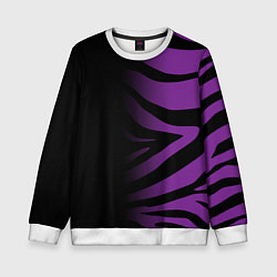 Свитшот детский Фиолетовый с черными полосками зебры, цвет: 3D-белый