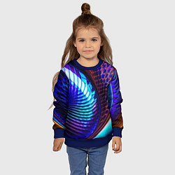 Свитшот детский Неоновый водоворот, цвет: 3D-синий — фото 2