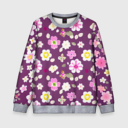 Свитшот детский Цветы сакуры, цвет: 3D-меланж