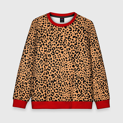 Детский свитшот Оранжевое леопардовое поле / 3D-Красный – фото 1