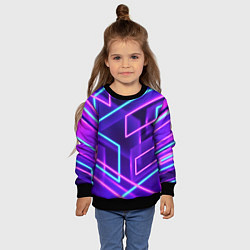 Свитшот детский Светящиеся разноцветные полосы, цвет: 3D-черный — фото 2