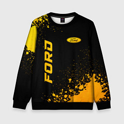 Свитшот детский Ford - gold gradient: надпись, символ, цвет: 3D-черный