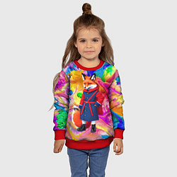 Свитшот детский Лисичка-модница - нейросеть, цвет: 3D-красный — фото 2