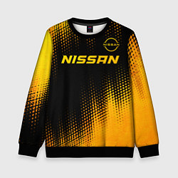 Свитшот детский Nissan - gold gradient: символ сверху, цвет: 3D-черный