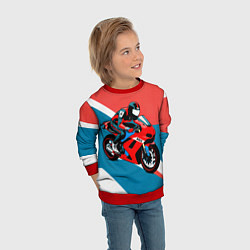 Свитшот детский Нарисованный мотоциклист, цвет: 3D-красный — фото 2