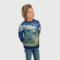 Свитшот детский Пеший поход по русским горам, цвет: 3D-синий — фото 2
