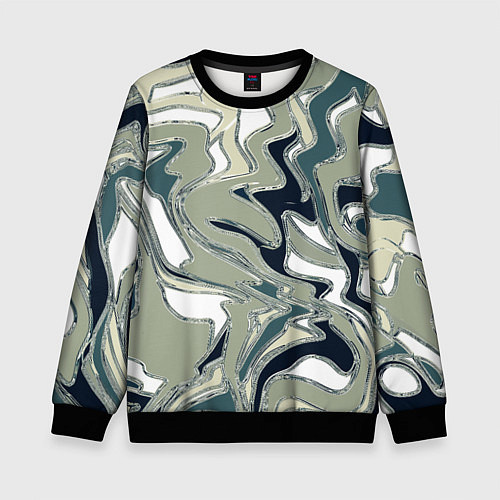Детский свитшот Абстракция оливковый / 3D-Черный – фото 1