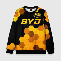 Свитшот детский BYD - gold gradient: символ сверху, цвет: 3D-черный