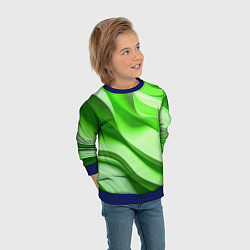 Свитшот детский Светлые зеленые волны, цвет: 3D-синий — фото 2