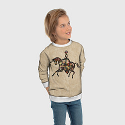 Свитшот детский Ретро девушка на лошади и винтажные цветы, цвет: 3D-белый — фото 2