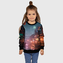 Свитшот детский Киберпанк город будущего, цвет: 3D-черный — фото 2