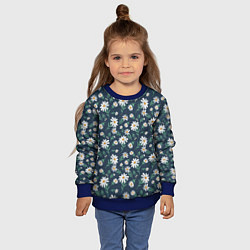 Свитшот детский Паттерн с ромашками, цвет: 3D-синий — фото 2