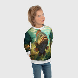 Свитшот детский Карп в озере, цвет: 3D-белый — фото 2