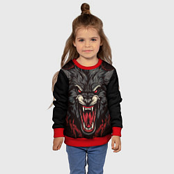 Свитшот детский Злой серый волк, цвет: 3D-красный — фото 2