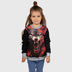 Свитшот детский Злой волк, цвет: 3D-меланж — фото 2