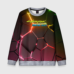 Свитшот детский Cyberpunk 2077 phantom liberty logo neon, цвет: 3D-меланж