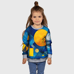 Свитшот детский Жёлтая и синяя геометрия, цвет: 3D-меланж — фото 2