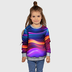 Свитшот детский Волнистые неоновые линии, цвет: 3D-меланж — фото 2