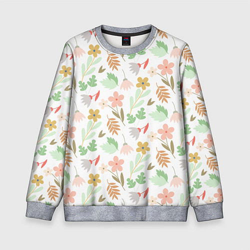 Детский свитшот Листики цветочки / 3D-Меланж – фото 1