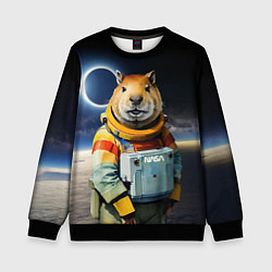 Свитшот детский Capy astronaut - Nasa - neural network, цвет: 3D-черный