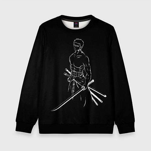 Детский свитшот Roronoa Zoro - One Piece / 3D-Черный – фото 1