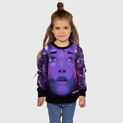 Свитшот детский Девушка в кибер сити, цвет: 3D-черный — фото 2